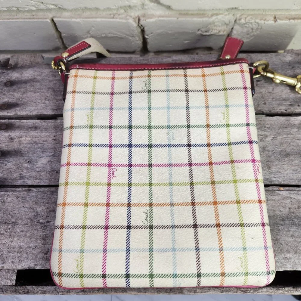 Euc Coach Multi-Color Heritage Tattersall Crossbody Bag Purse